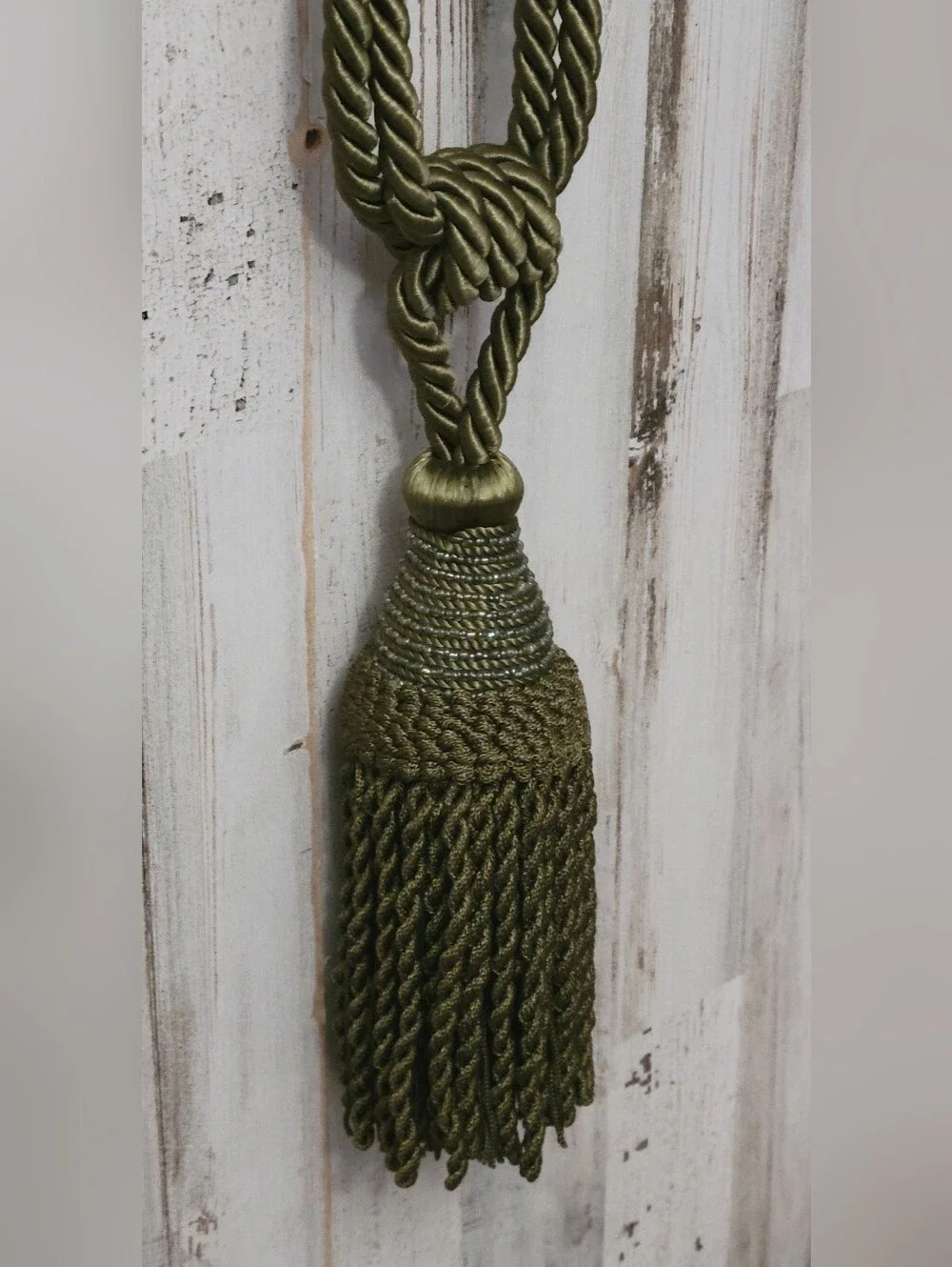 Set of 7 Window Curtain Drapery Cord Rope Tassel Twist Tie Back Large Dark Green
